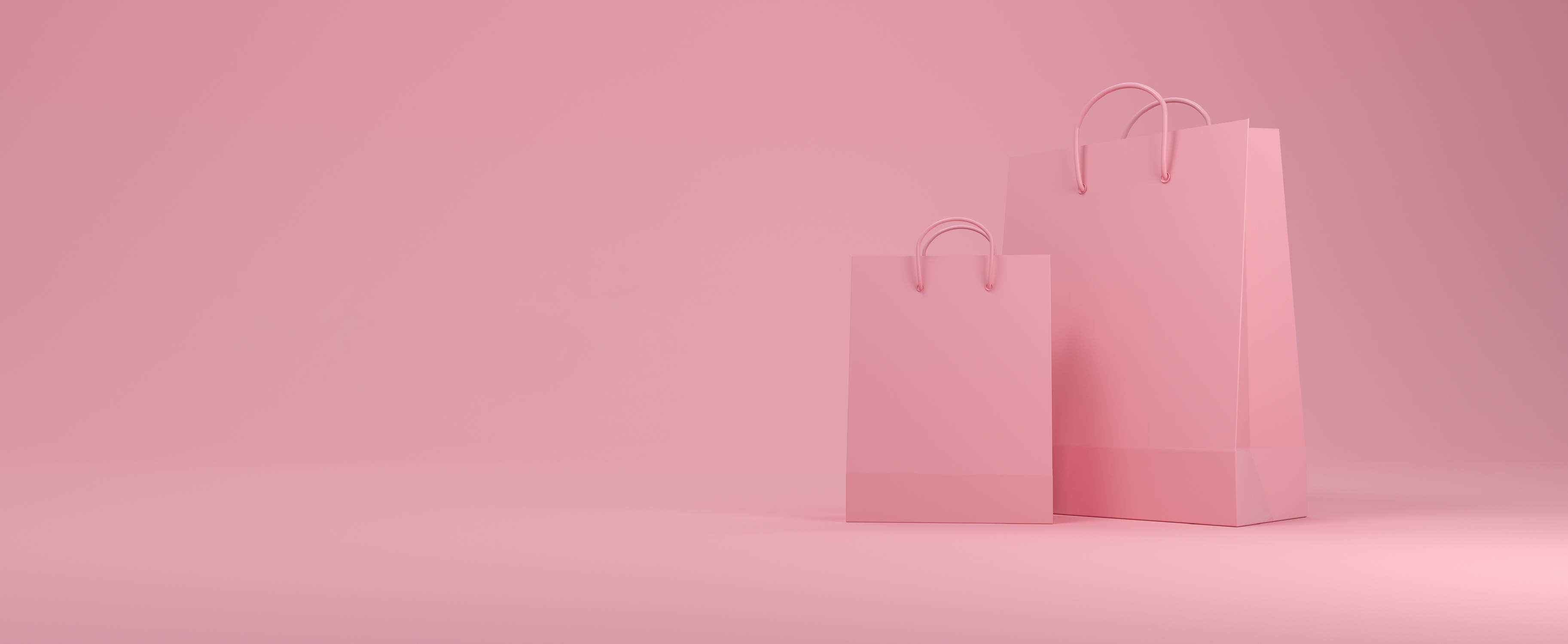 Shopping bags in pink background with button of shopping.